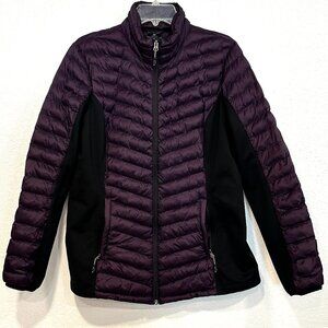 32 Degrees Womens Jacket Packable Puffer Full Zip Purple Black Lightweight Sz L